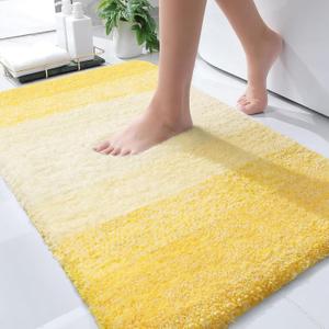 OLANLY Bathroom Rugs Mat 30x20, Extra Soft Absorbent Microfiber Bath Rugs, Rubber Backing, Quick Dry, Machine Washable Bath Mats for Bathroom Floor, Tub, Shower and Home Decor Accessories, Yellow