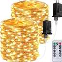 2Pack Each 66Ft 200LED Christmas Fairy Lights Plug in with Remote, Waterproof Twinkle Lights Outdoor Indoor, String Lights 8 Modes with Timer for Girl's Room Garden Christmas Decorations (Warm White)