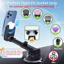 pop-tech Car Phone Mount for Pop Socket: Suction Cup Cell Phone Holders for Automobile Dashboard Windshield Window - Dash Mounted Cellphone Stand Black Fits Thick Socket Wallet Grip for iPhone Samsung