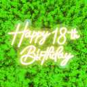 Happy 18th Birthday Neon Sign For Birthday Party16.5"*10.5" Neon Happy Birthday Led Neon Light For Party Backdrop Wall Decor With Dimmable Switch Birthday Light Up Sign Birthday Gift