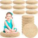 Barydat 8 Pcs Floor Cushions Round Large Pillow Seating Meditation Floor Pillow Boho Natural Woven Seat Cushion Japanese Tatami Cushion for Yoga Room Balcony Chair Pad, 15.75 Inch