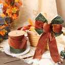 LaRibbons Fall Ribbon Wired 2 1/2" x 10 Yards, Striped Velvet Green Ribbon for Autumn Wreath Thanksgiving Christmas Farm Gift Wrapping Home Decor