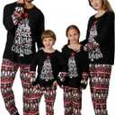 VNVNE Family Christmas Pjs Matching Sets for Women/Men/Couples/Adults, Holiday Xmas Reindeer Elf Plaid Pajamas Sleepwear (Snowman Joy)