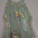 Nileafes Baby Girl Casual Tutu Dress Strap Tulle Flower Butterflies Embroidery Princess Dresses (6-12 Months, Green)