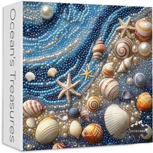 Beach 1000 Piece Puzzles for Adults, PICKFORU Mosaic Gradient Sea Jigsaw Puzzles Jewel Seashells, Challenging Hard Unique Pearl Shell Ocean Theme as House Decor