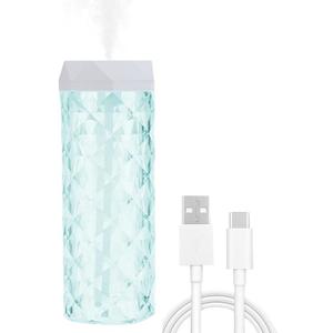 USB Desktop Crystal Humidifier 400ml with 7 Colors LED Night Light, No Noise Suitable for Home, Office, Desk, Bedroom and Babies Room and No Battery (400ml)