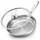 Titanium Hammered Pan Pro with Lid, PFAS/PFOA/PTFE-Free Non stick Titanium Frying Pan, Dishwasher & Oven Safe, Scratch Resistant, Even Heating Titanium skillet, Compatible With All Cooktops (12 inch)