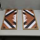 2 Pcs Western Aztec Wall Decor With Wood Framed, 20.9x9.8 Inch Wooden Southwestern Boho Wall Art, Native American Living Room Bedroom Guest Bathroom Rustic Decorations for Home