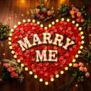 Roowest Marry Me Letters Light Proposal Decorations Set Includes 7 LED 6.3" x 5.5" Romantic Marry Me Sign and 1000 Rose Petals for Proposal Engagement Wedding Decor (Pink Light, Pink and Red)