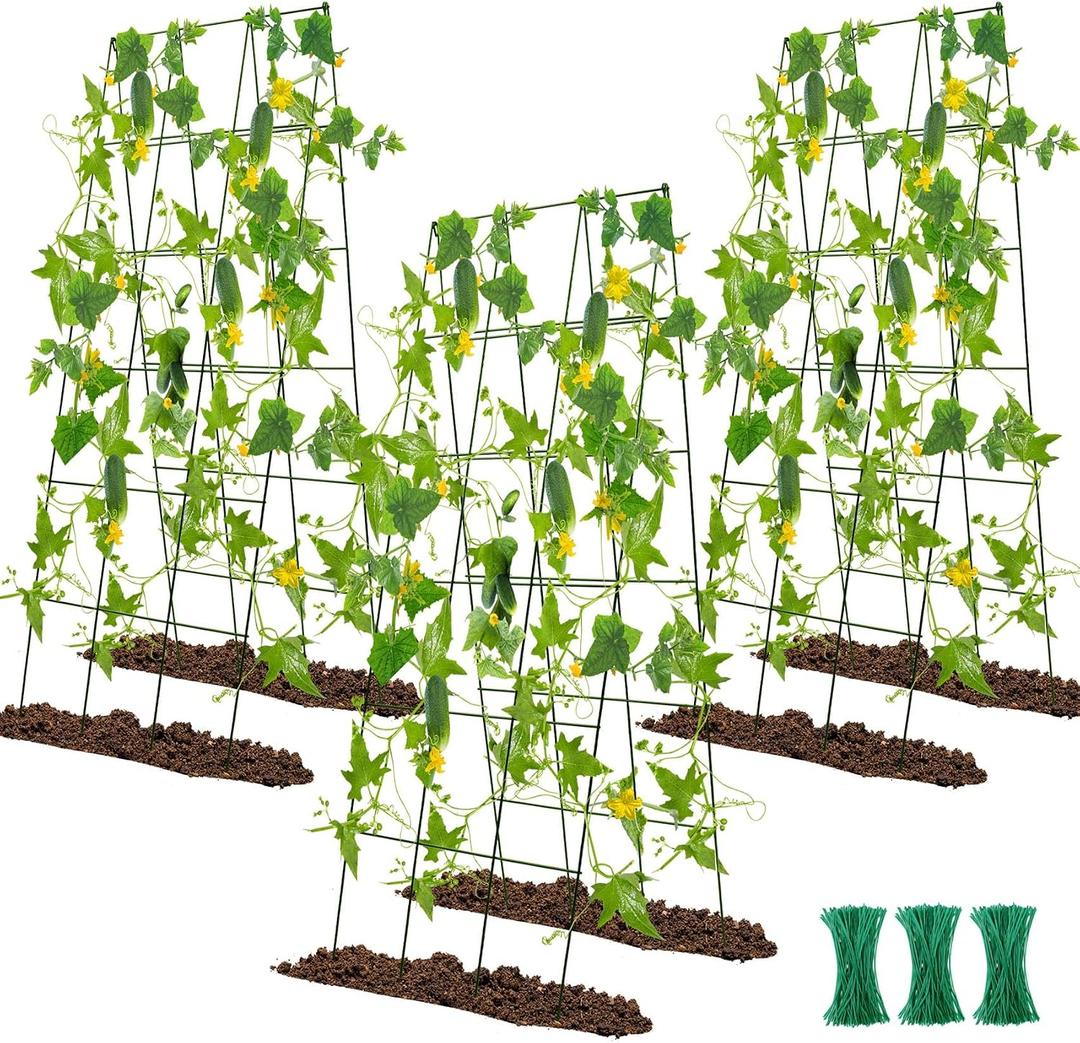 48" Hx 18" L Cucumber Trellis for Garden A Frame Plant Support for Raised Bed, Outdoor Indoor Plant Garden Trellis for Climbing Plants (3 Packs)