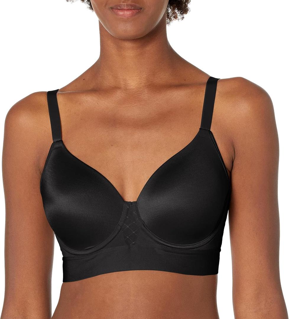 Bali One Smooth U Underwire Bra, Full-Coverage Bra, Smoothing T-Shirt Bra, Max Support Underwire with Bounce Control (38D, Black)