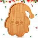 Bokon 12" Santa Claus Christmas Charcuterie Board Wooden Cutting Board Xmas Serving Platter Tray Cookie Plate for Cheese Bread Dessert Fruit, Gift for Christmas Party Holiday Decoration(Rubber Wood)