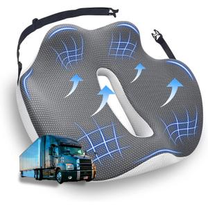 X-Large Seat Cushion for Truck Driver, Upgraded Cushion for Back Support and Pain Relief, Memory Foam with Non-Slip Washable Cover, Relieves Long-Term Truck Sitting and Pain