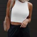 ATHMILE Womens Double Lined Crop Tank Tops Casual Basic Shirts Sleeveless Workout Tops Cute Summer Clothes Teen Girls (White, M)