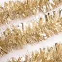 iPEGTOP 26.2ft Christmas Tinsel Garland, Classic Thick Shiny Sparkly Christmas Tree Ornaments Party Ceiling Hanging Decorations with Colorful Reflections Shiny Filament - Gold
