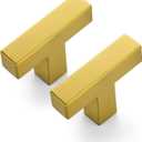 10 Pack Brushed Brass Cabinet Pulls, 2 Inch Cabinet Door Handles with Single Hole, Square Kitchen Hardware for Doors, Drawers & Cupboards,Gold Stainless Steel Knobs