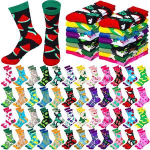 Ramede 48 Pairs Fruits Socks Bulk Colorful Novelty Fruit Pattern Crew Socks Gifts for Women Men