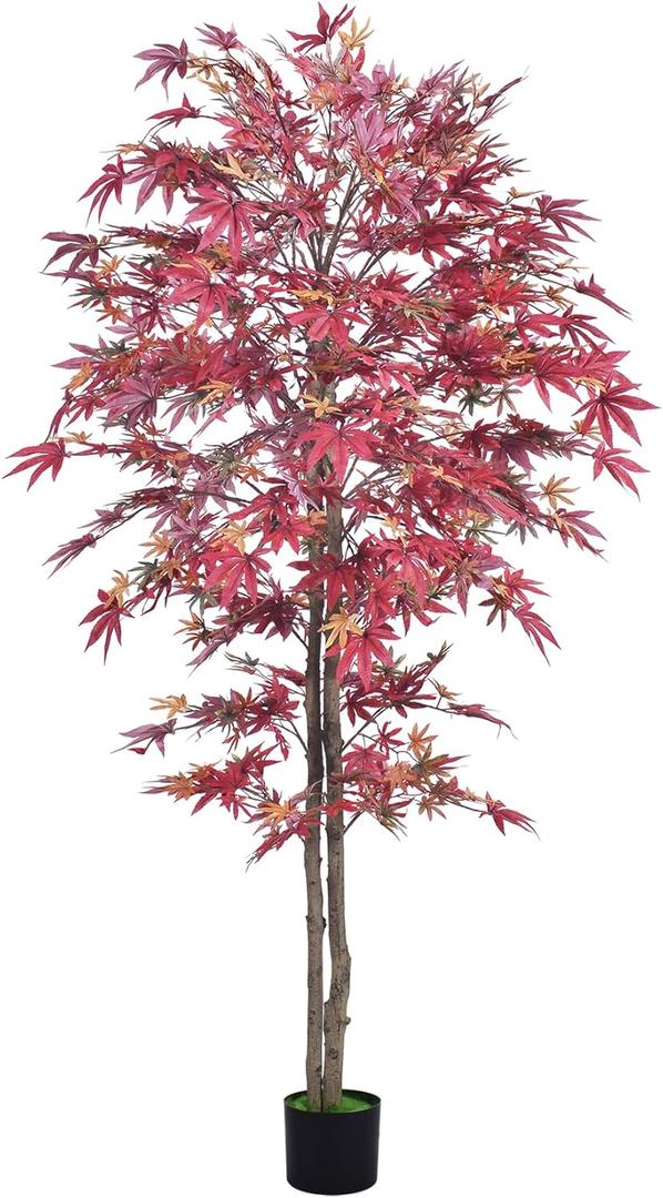 Artificial Tree-5FT Artificial Red Maple Tree-Fake Potted Tree with Silk Leaves-Tall Artificial Plants for Home Office Living Room Hallway Decor Indoor (3ft 3in)