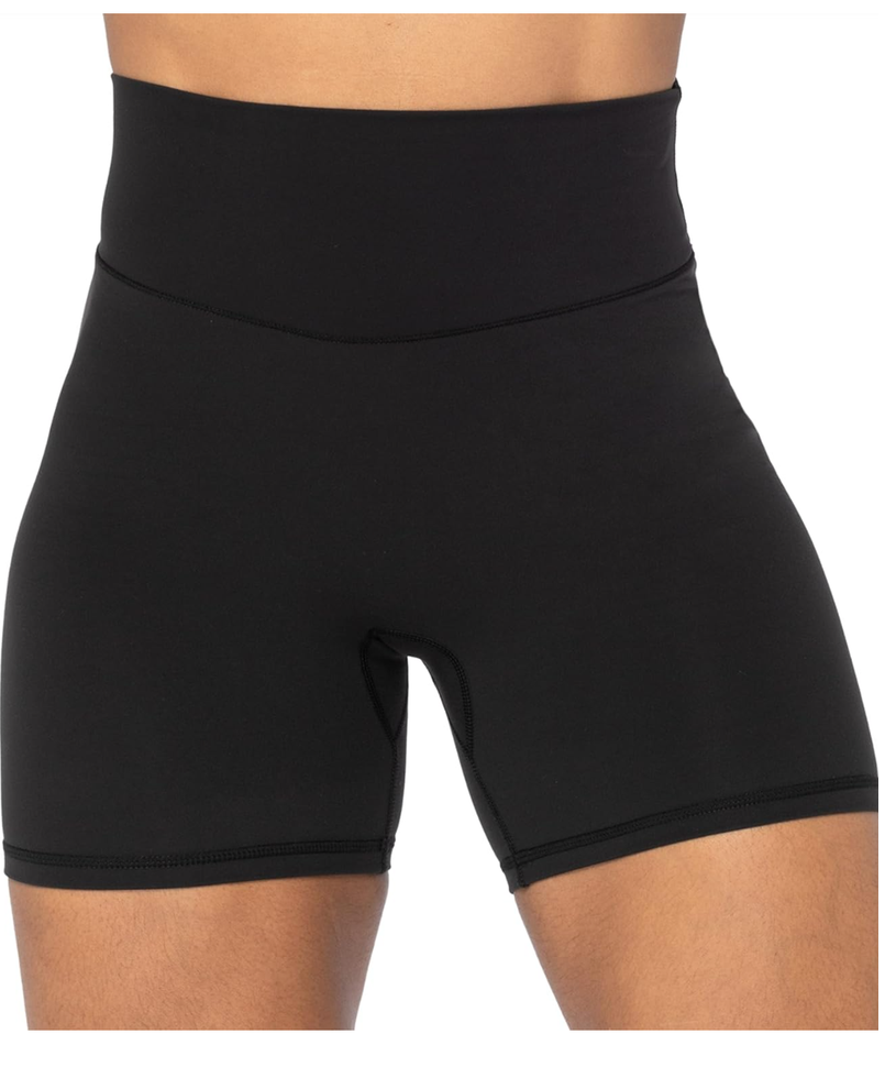 Sunzel No Front Seam High Waist Biker Shorts for Women, Squat Proof Yoga Workout Gym Bike Shorts Size Medium, Black 