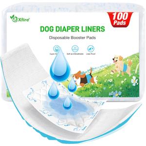 Dog Diaper Liners Booster Pads, 100ct Disposable Dog Diapers Inserts Male Female for Washable Doggie Belly Bands Wraps Covers Period Panties(Regular)