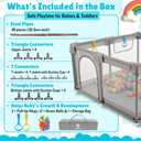 Baby Playpen for Babies & Toddlers, Large Playpen with Breathable Mesh, Anti-Slip Suction Cups, Zipper Door, Portable Indoor Outdoor Baby Play Yard with Balls & Storage Bag