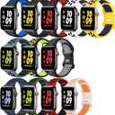 12 Pack Compatible with Apple Watch Band, Breathable Soft Silicone Sport Replacement Strap Men Women for iWatch Size: 38/40/41/42mm(Series 11/10)