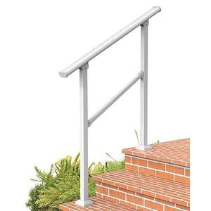 Hand Rails for Outdoor Steps, 3 Step Stair Railing Indoor, Railing for Stairs, Wrought Iron Handrails for Outdoor Steps for Deck/Porch, White
