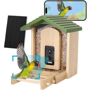 Yungenl Smart Bird Feeder with Camera, Solar Powered with AI Identify Birds Species,Keep Squirrels Away,Instant Arrival Alerts,Cloud Store Videos Ideal Gift for Bird Lovers