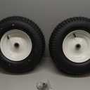 (2-Pack) 16x6.50-8 Pneumatic Tires on Rim - Universal Fit Lawn Mower and Yard Tractor Wheels - With Chevron Turf Treads - 3" Centered Hub and 3/4" Bushings - 396 lbs Max Weight Capacity