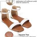 Katliu Women's Ankle Strap Flat Sandals One Band Dressy Sandals Square Open Toe Sandals for Summer with Back Zipper, Size 41