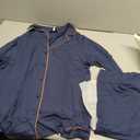 Storytellers; Women's Long Sleeve Pajama Set Classic Button-Down Style (US, Alpha, Medium, Regular, Regular, Navy)