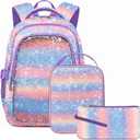 Cute Girls Backpacks with Lunch Box for Kids Candy Gradient Glitter Kawaii School Book Bag for Age 4-6 6-8 8-10 for Primary Kindergarten Elementary Pre School Aesthetic Lightweight Mochila Para Nias (Bubbles)