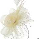 Women's Feather Mesh Flower Fascinator with Headband and Clip Wedding Tea Party Fascinator Hats for Ladies (Yellow)