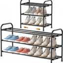 INSMART 3-Tier Expandable Shoe Rack, Stackable and Adjustable Shoes Organizer Storage Shelf, Sturdy and Durable Metal Structure Free Standing Shoe Rack for Closet Entryway Doorway