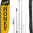 LookOurWay Feather Flag Pole Kit - 12 Feet Tall Advertising Flag Banner with Fiberglass Pole Kit and Ground Spike for Business Promotion - Local Honey | Fiberglass build, ground spike, business promotion