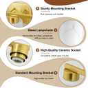 3-Light Bathroom Light Fixtures, Modern Vanity Lights, Gold Metal Wall Lamp with White Marble Glass for Bathroom, Mirror, Living Room, Bedroom, Cabinet, Porch, Hallway, E26 Base