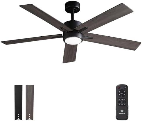 VAGIZM Ceiling Fan with Light Remote: 52 Inch Modern Bedroom Fans with Dimmable Tri-Color Temperature LED - Quiet Reversible DC Motor - Indoor Outdoor