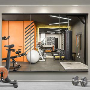 TRAHOME Home Gym Mirror for Wall,48x24x3PCS Full Length,Glass Frameless Body Large Mirror for Home Gym,Workout,Bedroom,Garage(Black)
