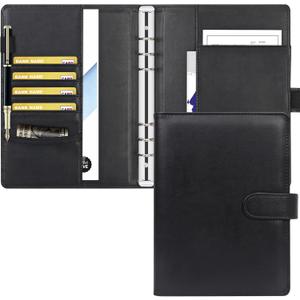 Toplive A5 Binder 6 Ring Loose Leaf Personal Planner Binder Cover Matte Black Business Portfolio Folder for Interview, Conference,6 Ring A5 Binder