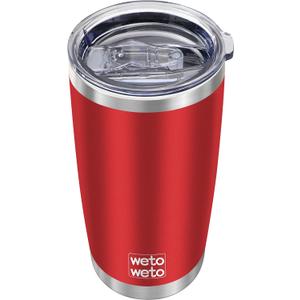 WETOWETO 20oz Tumbler, Stainless Steel Vacuum Insulated Water Coffee Tumbler Cup, Double Wall Powder Coated Leak-proof Travel Mug (Red, 1 Pack)