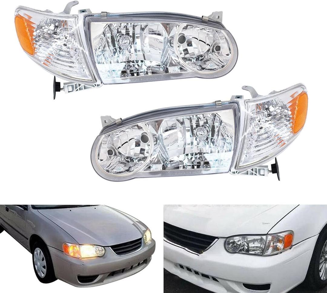 LABLT Headlights Headlamp w/Corner Signal Lamp Left+Right Replacement for 2001 2002 Corolla