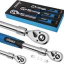 DISEN 3PCS Extendable Ratchet Wrench Set,1/4" 3/8" 1/2" Drive 72-Tooth, Quick-Release, Reversible Drive Socket Wrenches,Soft Grip Handle with Storage Tray