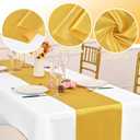 12 Pack Gold Satin Silk Table Runner 12 x 108 Inch, Long Smooth Silk Table Runners for Wedding, Banquets, Birthday Party, Graduations