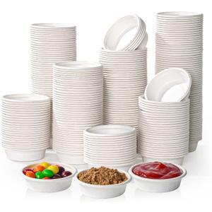 ECOLipak 1 oz Compostable Condiment Cups, 1000 Pack Biodegradable Bagasse Portion Cups for & Samples, Jello Shots, Tastings, Dessert, Juice, Souffle