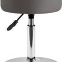 IBUYKE Height Adjustable 360Swivel Vanity Stool, Tufted Round Vanity Chair for Makeup Room, Faux Leather Vanity Stool for Bathroom, Living Room, Modern Ottoman, Gray WBD025G