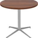 Round Office Table Conference Table Small Dining Table Coffee Meeting Table for Office Boardroom Kitchen Living Room Waterproof Desktop Easy Assembly 31.5 inch (Walnut+sus Pedestal)