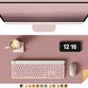 YSAGi Double-Sided Desk Pad, 23.6"x13.7" Leather Desk Mat, Eco Cork Desk Pad Protector, Large Mouse Pad for Desk, Waterproof Desk Blotter Pad, Desk Writing Pad for Office Work/Home(Pale Mauve/Cork)