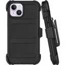 SOGCASE Belt Clip Holster Compatible with iPhone 14 Plus Defender Case with 360° Rotating Stand - Heavy Duty Protection Anti-Drop Shockproof, Black