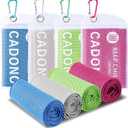 CADONO 4 Pack Cooling Towel (40"x12"), Soft Breathable Chilly Towel, Ice Towel, Microfiber Towel for Yoga, Sport, Running, Workout,Gym, Camping, Fitness, Workout & More Activities(Multicolor) (Light Blue/Green/Pink/Grey)