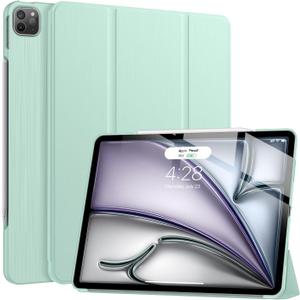 Soke Case for iPad Air 13 Inch (M3/M2) 2025/2024,iPad Pro 12.9 2022 2021(6th 5th Generation) - [Slim Trifold Stand + Auto Wake/Sleep],Protective Hard PC Back Cover (Mint Green)